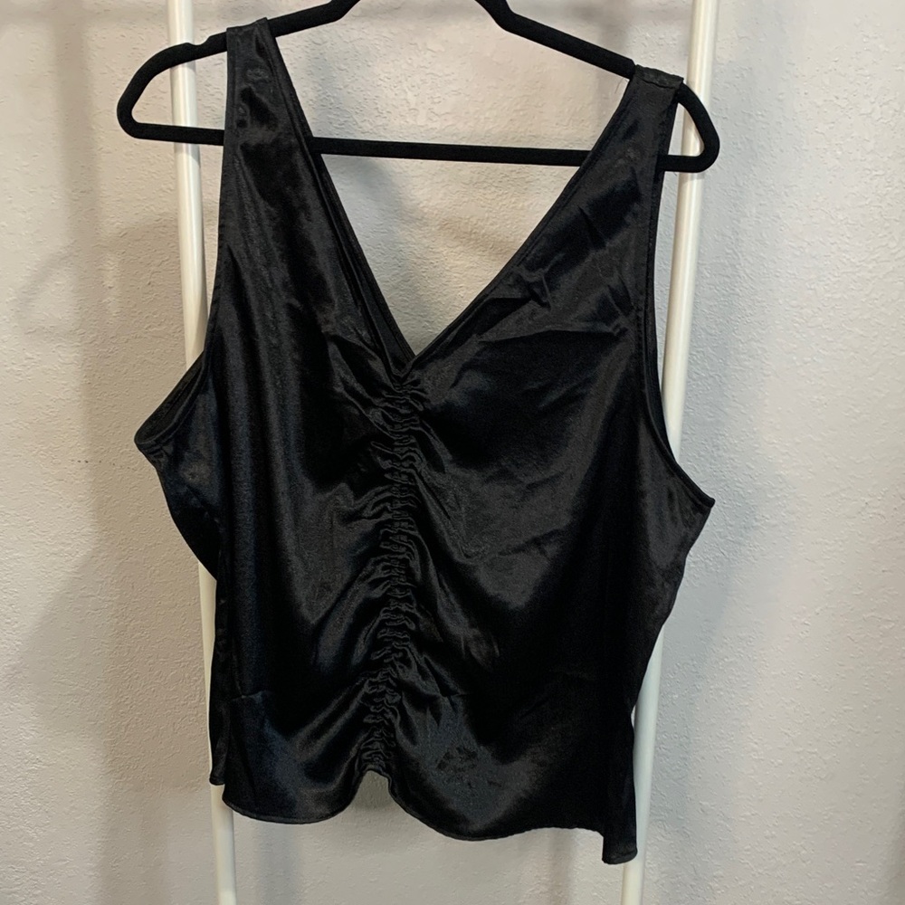 H&M Elegant Black Gathered Tank Top